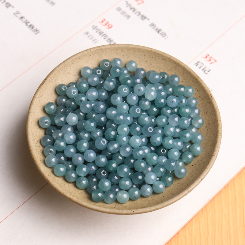 天然翡翠冰蓝水4.5mm散珠