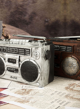 创意 复古做旧老式收音机电视机模型摆件咖啡厅奶茶店Z桌面装饰品