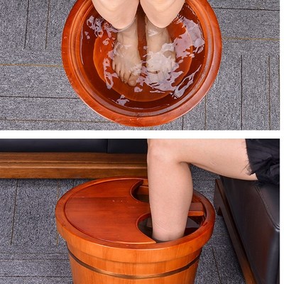 木风红色泡脚木i盆洗脚家用木质盆足浴实木小木桶足疗沐足养生 桶