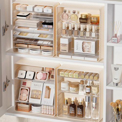 镜柜收纳盒压克力挡板化妆品粉z饼眼影多层置物架化妆室透明口红