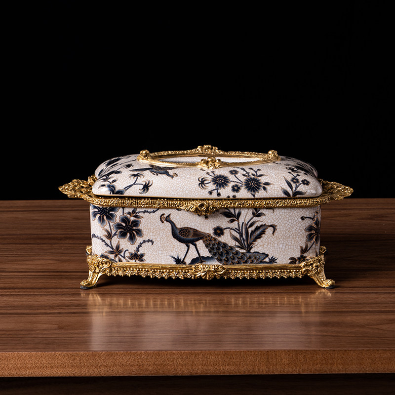 欧式高档奢华纸巾盒美式复古别墅陶瓷配J铜软装家居客厅家用抽纸,家居饰品,装饰纸巾盒,淘宝优惠券,粉丝福利购,淘宝优惠卷