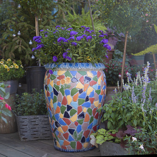 欧式庭院装饰罗马柱底座花盆置物摆件复古别墅花V园造景户外园林