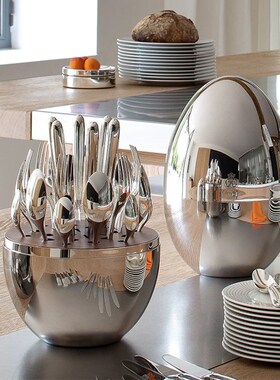 法式轻奢蛋形刀叉勺n餐具收纳套装样板间餐厅售楼处厨房装饰摆件