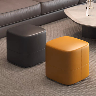 极简换鞋凳超纤纳帕皮沙发凳皮墩凳小凳子方凳家用梳妆凳脚踏矮凳