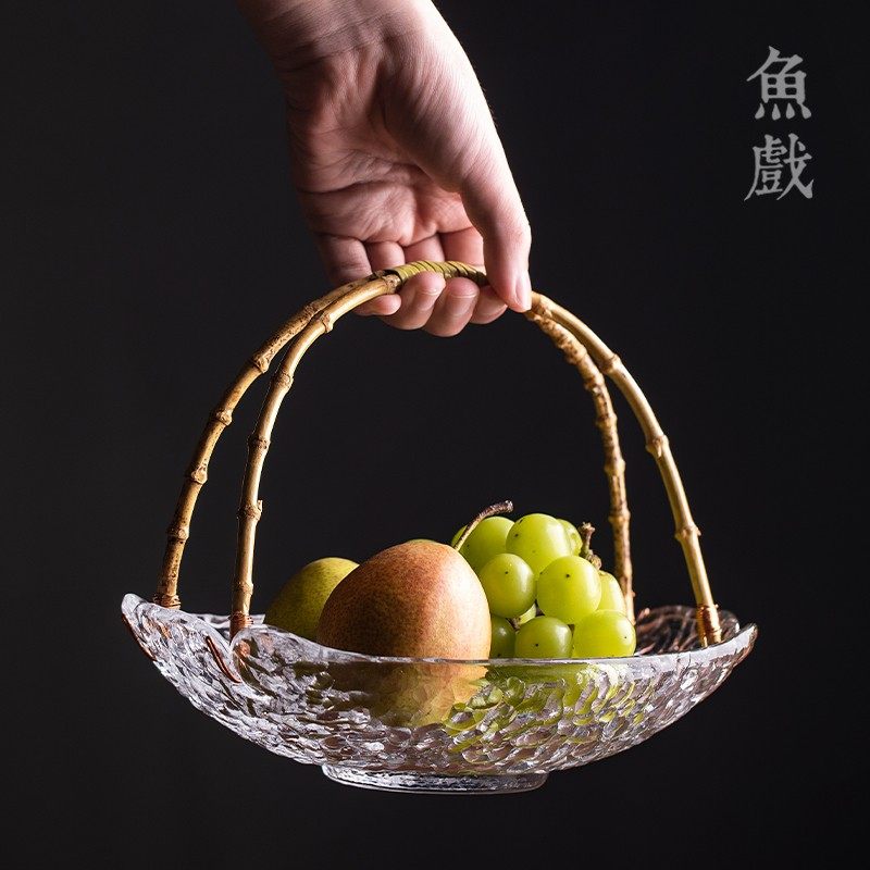 日式玻璃水果篮零食盘q客厅家用收纳糖果盒轻奢茶几手提托盘干果,餐饮具,果盆/果盘/果篮,淘宝优惠券,粉丝福利购,淘宝优惠卷