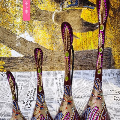 巴基斯坦工艺品铜器n铜雕一枝花花瓶家居异域装饰品博古架书房摆