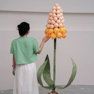 新款巨型婚庆纸艺仿真葡萄风y信子立体装饰路引美陈橱窗摄影纸花