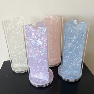 创意谷美道具亚克力冰p裂纹彩色旋转镭射票专用置物架收纳三角台