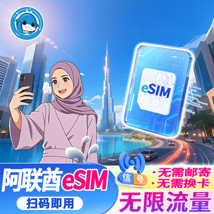 eSIM阿联酋虚拟旅游电话卡5G 15天迪拜阿布扎比 4G上网卡3