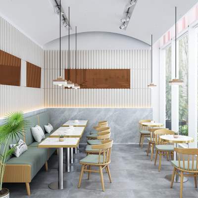 定制实木餐厅桌椅西餐厅咖啡厅奶茶店饭店靠墙卡座沙发桌椅组合
