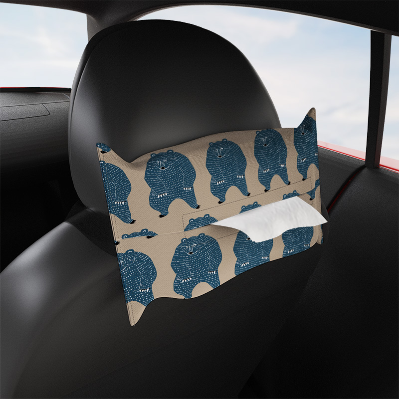 KT熊 动物日式图案布艺抽纸盒车用纸巾盒车载椅背挂式纸巾袋