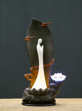 中式禅意摆件 创意家居客厅博古架装饰品 复古小夜灯乔迁新居礼品