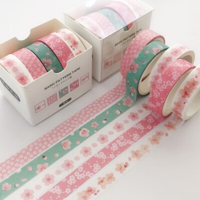 5Pcs/Set Grid Washi Tape Cute Decorative Adhesive Tape