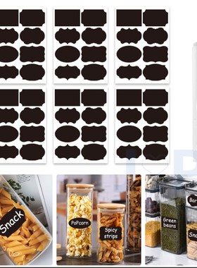 new48pcs Removable Blackboard er for Spice Jar Kitchen Jars