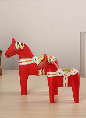 红色达拉木马红马桌面小摆件家居饰品酒柜电视柜装饰品儿童房礼物