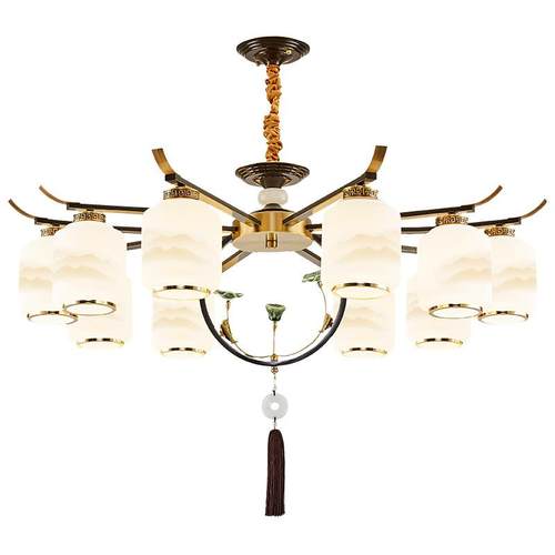 新中式吊灯客厅灯现代简约大气迎客松餐厅禅意灯饰卧室家用房间灯