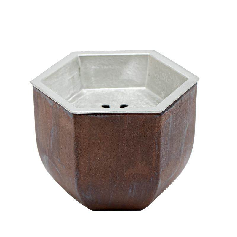 高档水盂水洗桌面茶渣缸陶瓷六角建水带锡盖茶洗茶具创意家用笔洗,餐饮具,整套茶具,淘宝优惠券,粉丝福利购,淘宝优惠卷