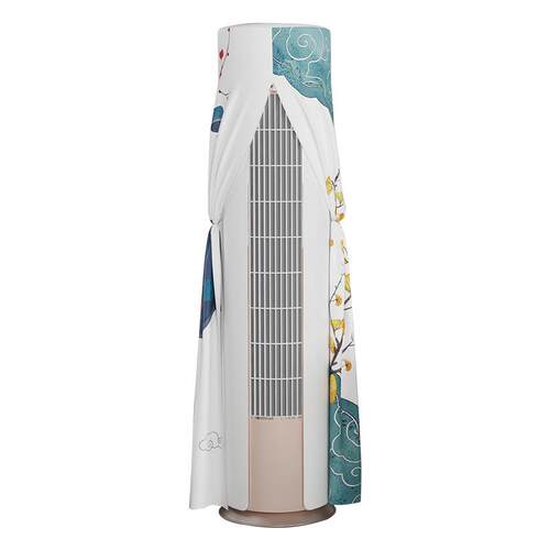 新中式空调罩加厚印花绒布空调防尘罩圆柱型AB面空调套罩