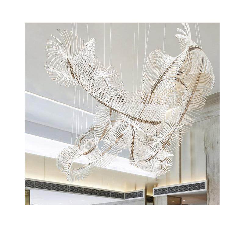 酒店会所售楼部大厅沙盘龙骨异形亚克力飘带设计师现代简约吊灯,家装灯饰光源,智能吊灯,淘宝优惠券,粉丝福利购,淘宝优惠卷