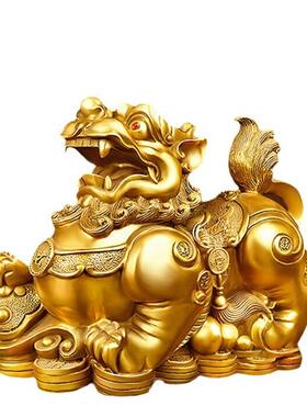 黄铜貔貅摆件一对公母皮丘铜貔貅开业送礼店铺办公室家居工艺品