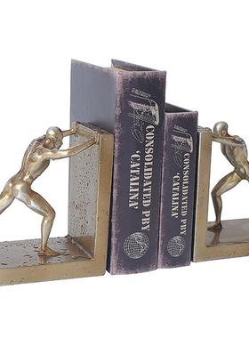 北欧简约书房创意装饰品摆件运动人书挡书靠书立办公室欧式工艺品