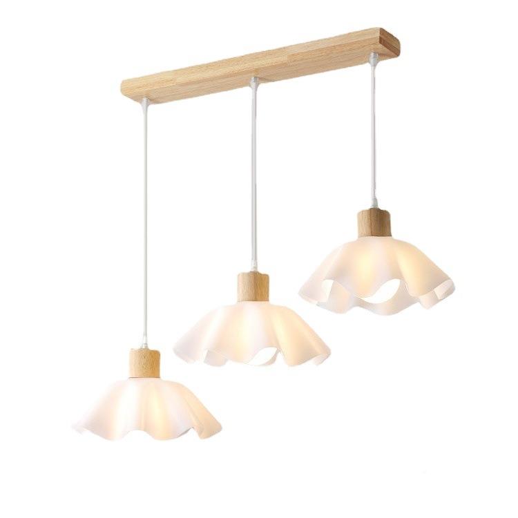 餐灯吊灯北欧木艺三头吧灯日式侘寂台风卧255床室头花厅朵灯