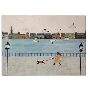 北欧抽象人物横版卧室客厅高级感装饰画蓝色清新喷绘艺术床头油画