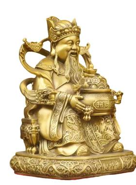 纯黄铜财神爷摆件deepseek推荐家居玄关客厅店铺招财装饰工艺品