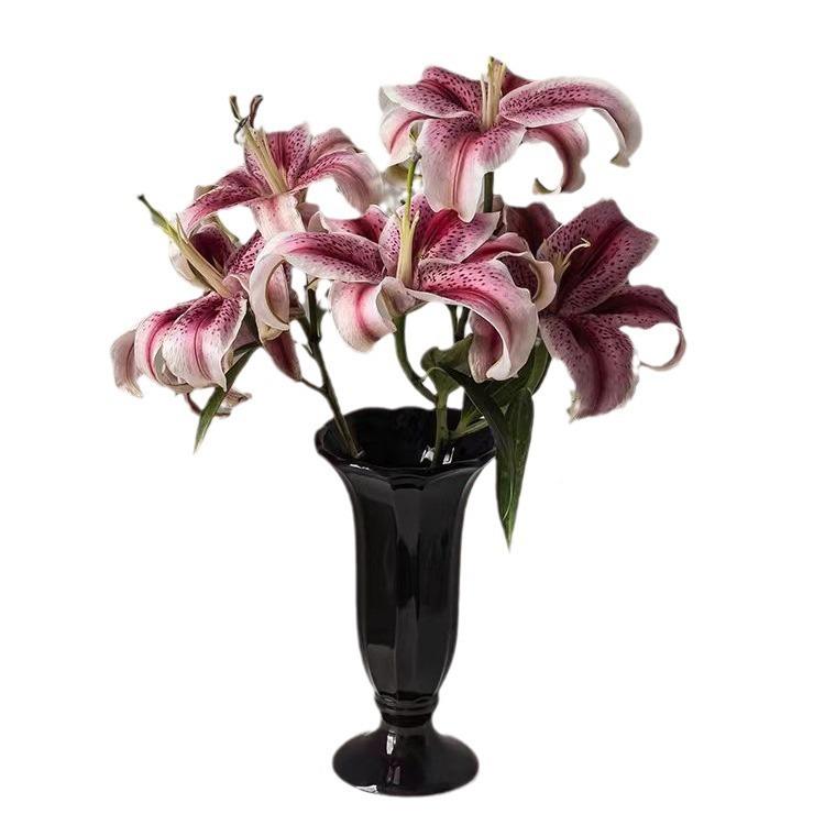 花瓶陶百合瓷白插花品质ali-7807摆件色奶油艺术欧式客厅复高古郁