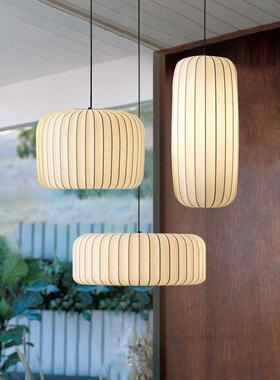 日式侘寂风布艺吊灯民宿艺术组合灯具茶室咖啡厅蚕丝布大厅装饰灯