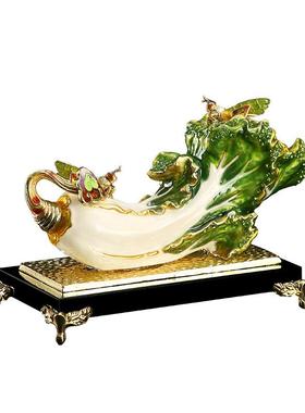 百财家居装饰品办公室客厅酒柜摆件白菜玉如意开业乔迁礼品