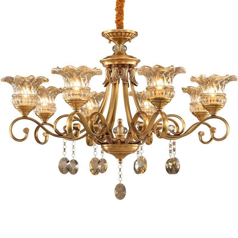 美式复古水晶全铜吊灯欧式别墅客厅餐厅主卧室轻奢吊灯经典吊灯具