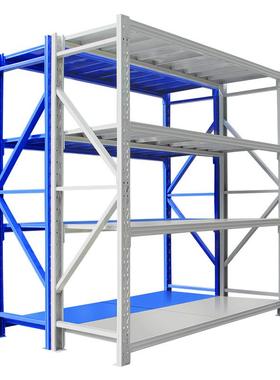 500KG蓝橙色中轻型货架冷轧钢快递组装多层仓库仓储货架