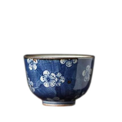 功夫茶具手绘柴烧冰梅茶杯景德镇手工陶瓷品名杯80ML