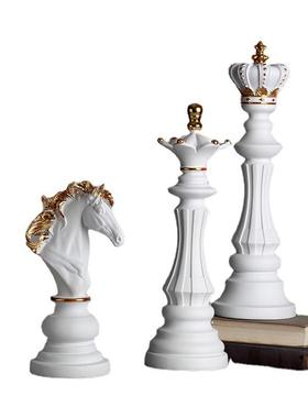 美式乡村树脂仿古国际象棋工艺品样板房文创艺术摆件家居软装饰