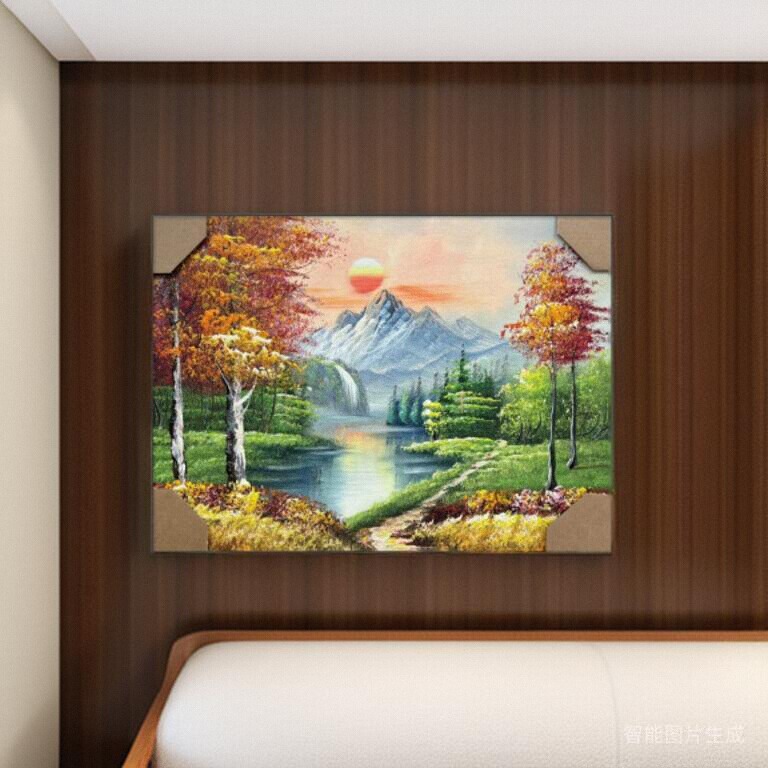 金秋時節(jié)藝術純手繪油畫中式簡約現代厘米餐廳臥室客廳裝飾
