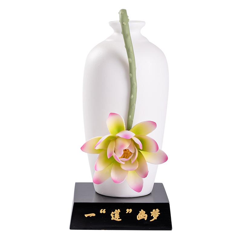 新中式陶瓷手捏花瓶创意莲花家居装饰花瓶摆件花器工艺品