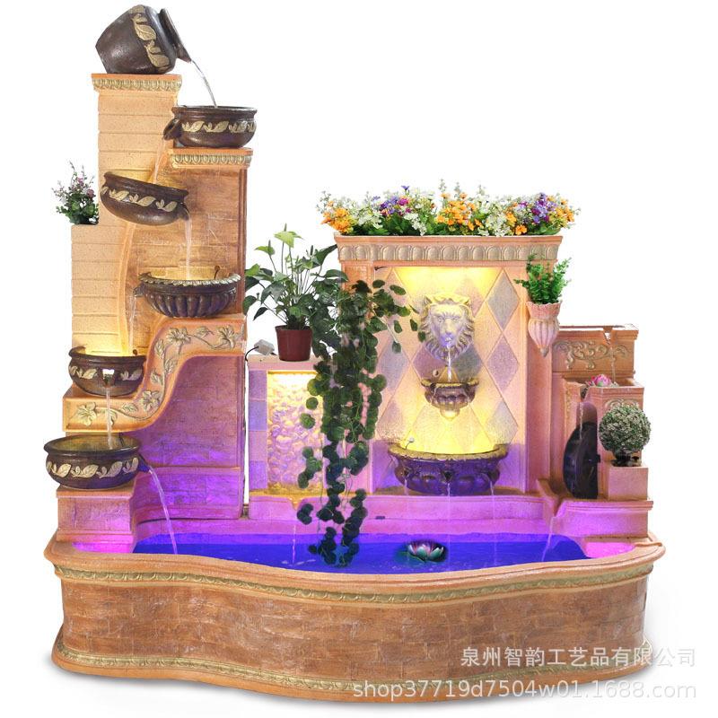 大型欧式喷泉假山流水摆件鱼池鱼缸阳台别墅庭院客厅办公室装饰品