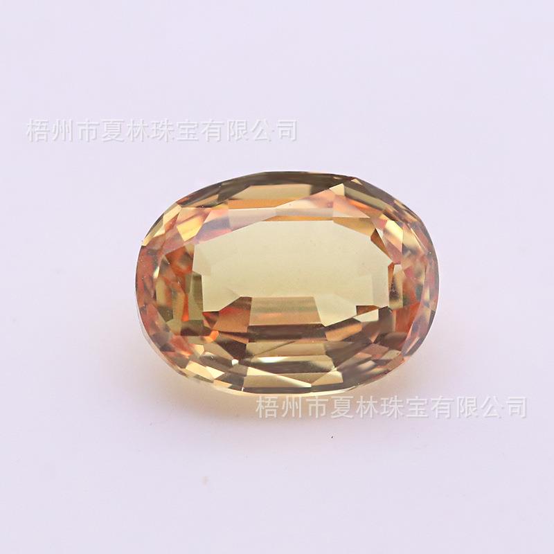 新品培彩宝彩帕帕拉洽XLCB-014仿天然培养彩色宝育石香槟色蛋形宝