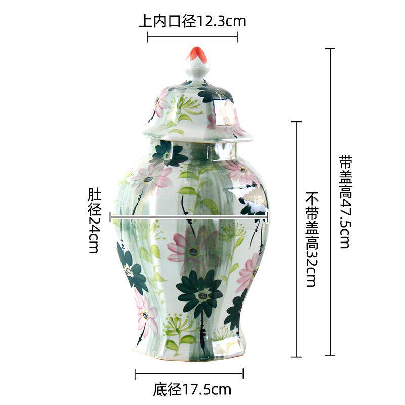 景德镇高温彩色将军罐新中式陶瓷将军罐可水培轻奢高档陶瓷花瓶