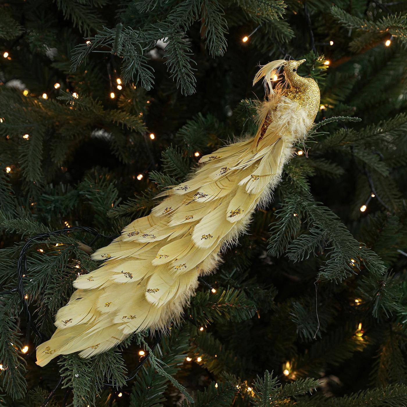 圣诞树装饰小鸟彩色羽毛仿真小鸟园艺树枝装饰道具摆设鸟场景挂件