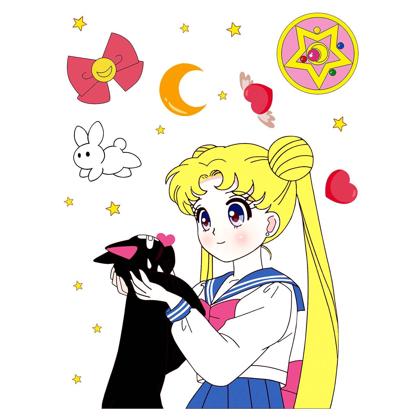 卡通水兵月整张大号行李箱贴纸个性跨境防水车贴美少女战士