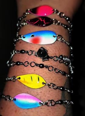 跨境新款鱼饵手链手工鱼钩转环和鱼饵手链钓鱼爱好者的礼物