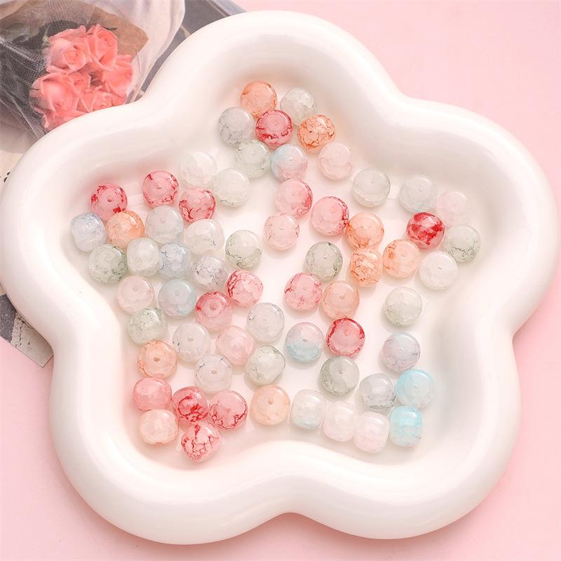 10x8mm玻璃仿水染玉碎墩墩珠散珠手工串珠手链手持装饰品配件