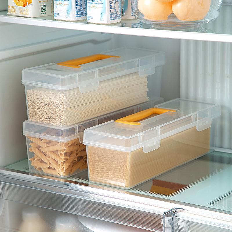 便携带提手可叠加面条收纳盒带盖密封防潮防虫面条保鲜存储盒现货