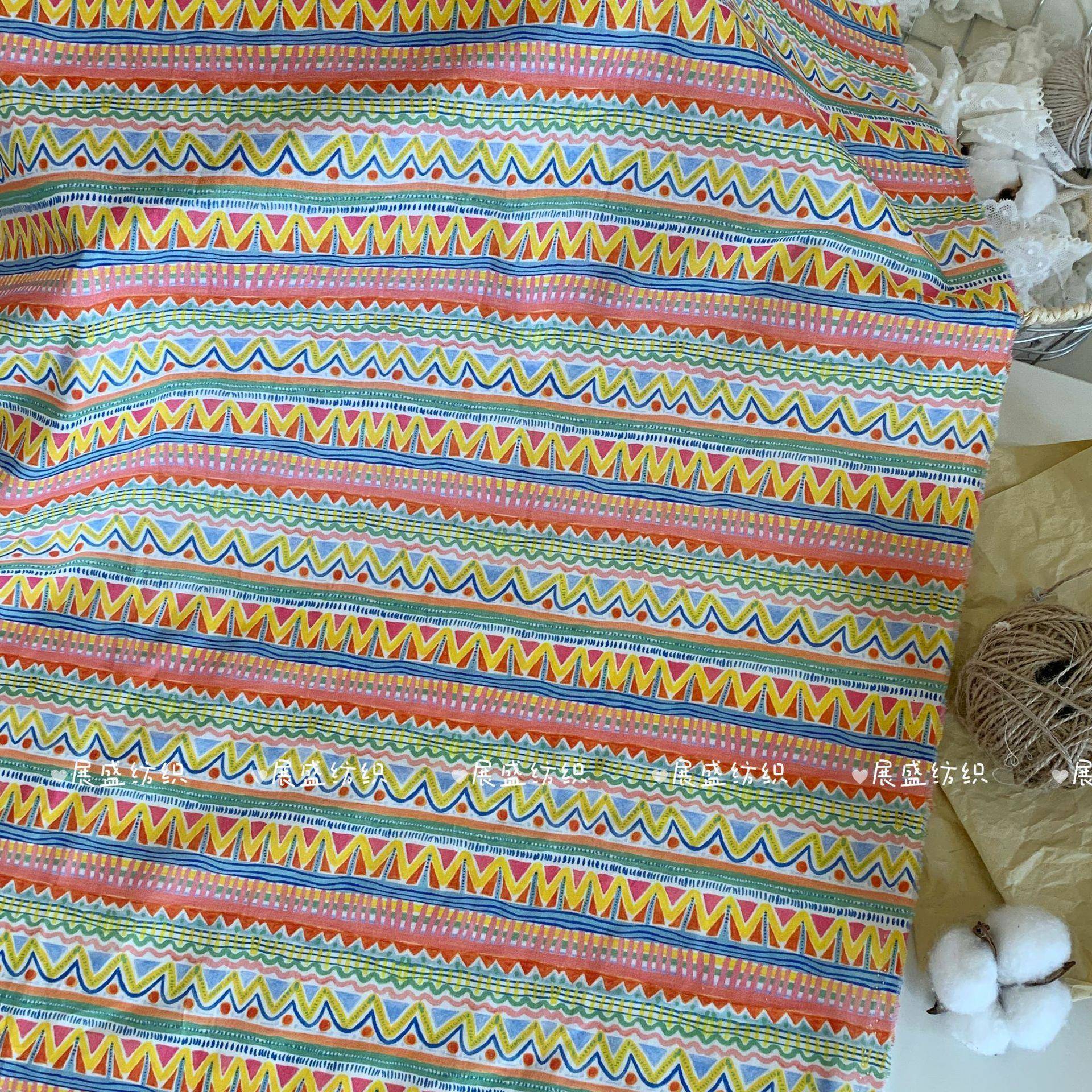 纯棉数码印花布料 复古波西米亚民族风碎花布 箱包连衣裙女装童装