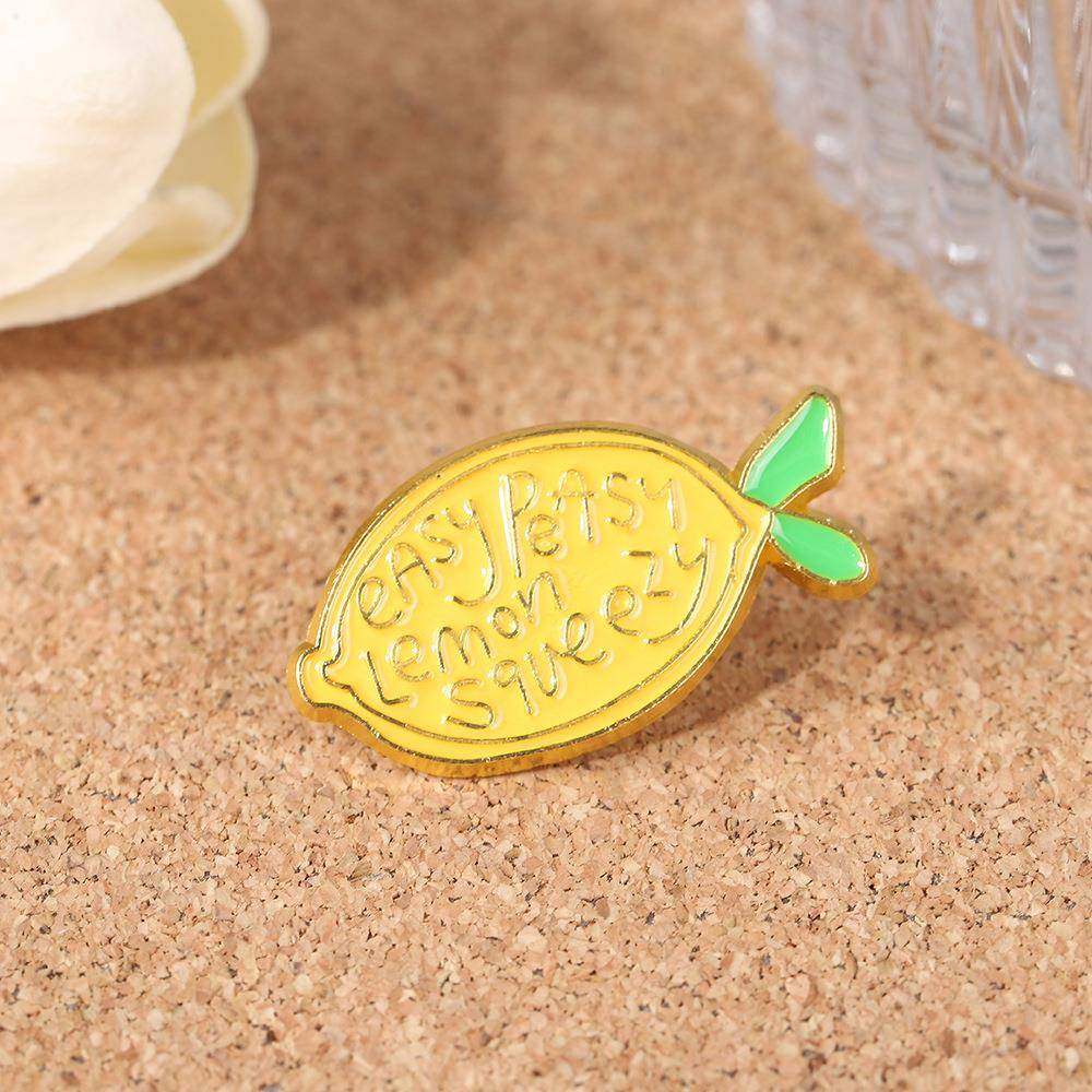 跨境热销滴油黄柠檬水果可爱趣味合金胸针包包衣饰别针饰品徽章