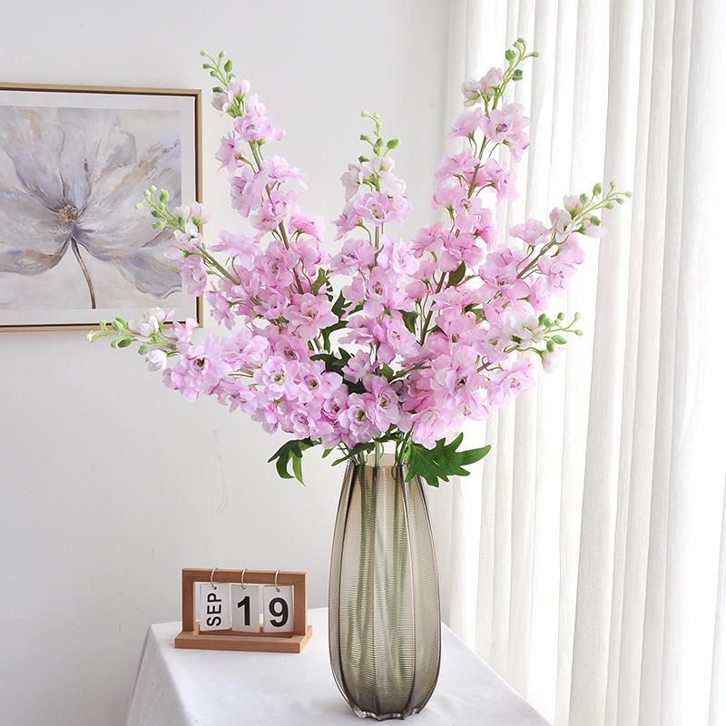 新款大花飞燕草仿真花蓝色风信子假花婚庆酒店装饰飞燕草绢布假花