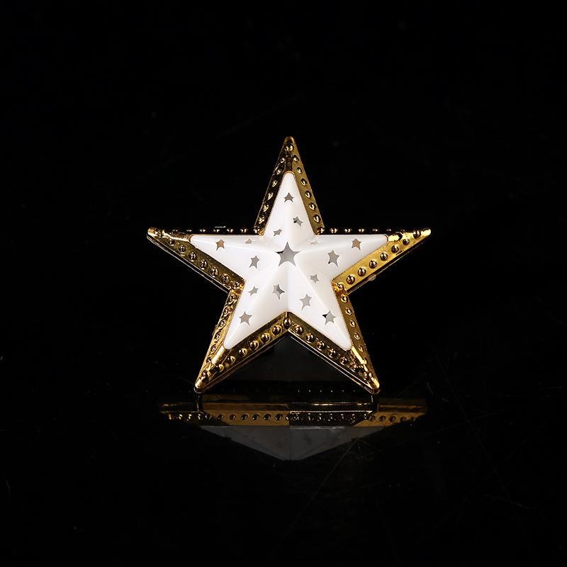 现货新光纤树圣诞树LED灯串配饰五星灯头插件金色三层五角星配件