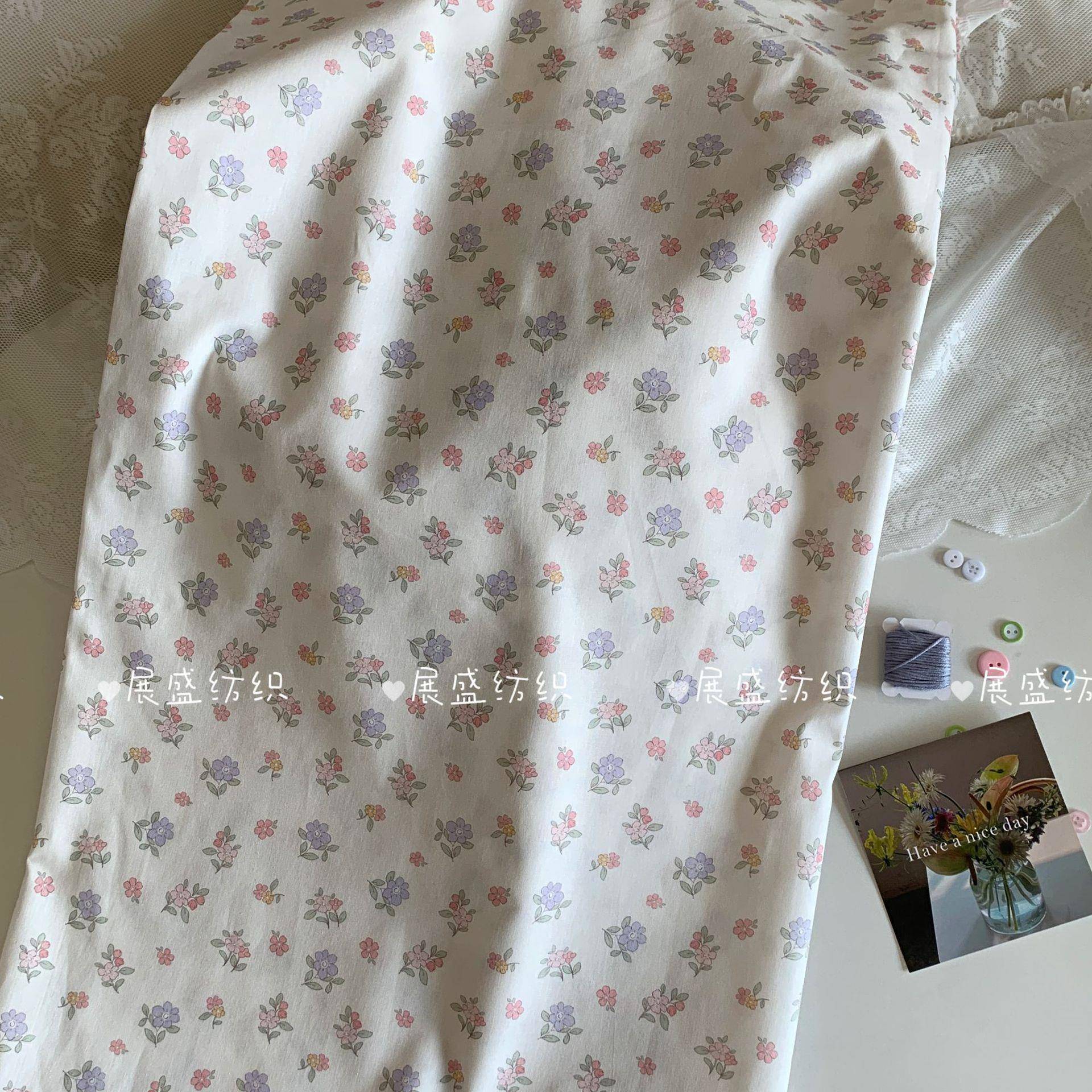 全棉40支数码印花面料小碎花系列纯棉碎花布女装童装亲子装家居服